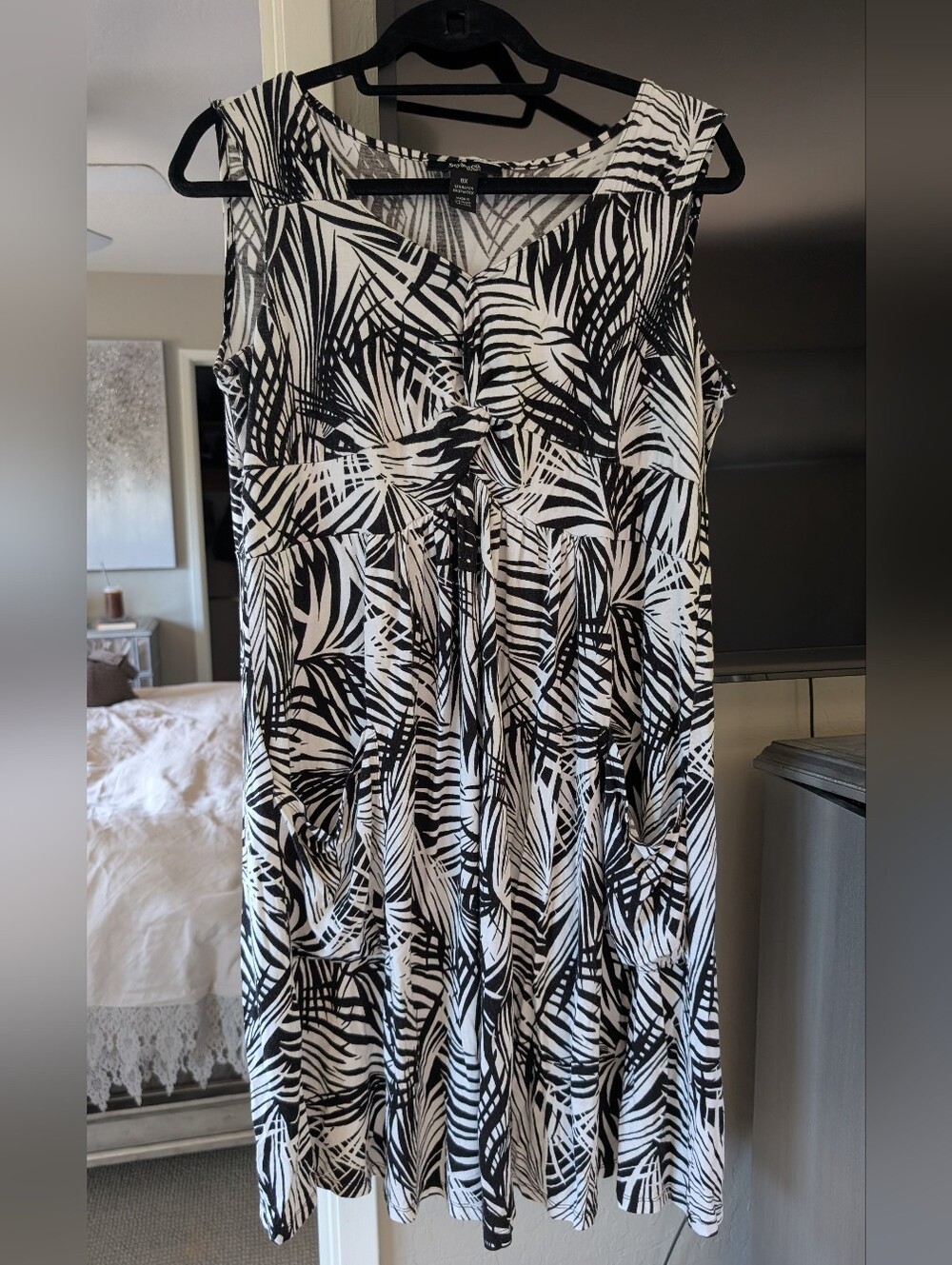 Style & Co Woman Black White Tropical Sleeveless Sundress 0X (14-16)